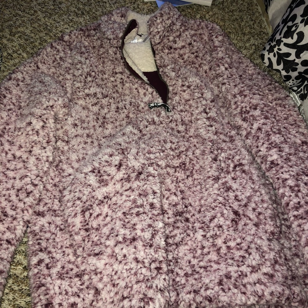 Fur half zip jacket